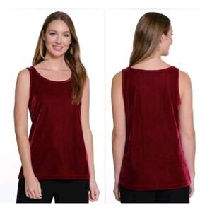 John Mark Womens Velvet Tank top Cami Shirt Size L Wine Red NWT